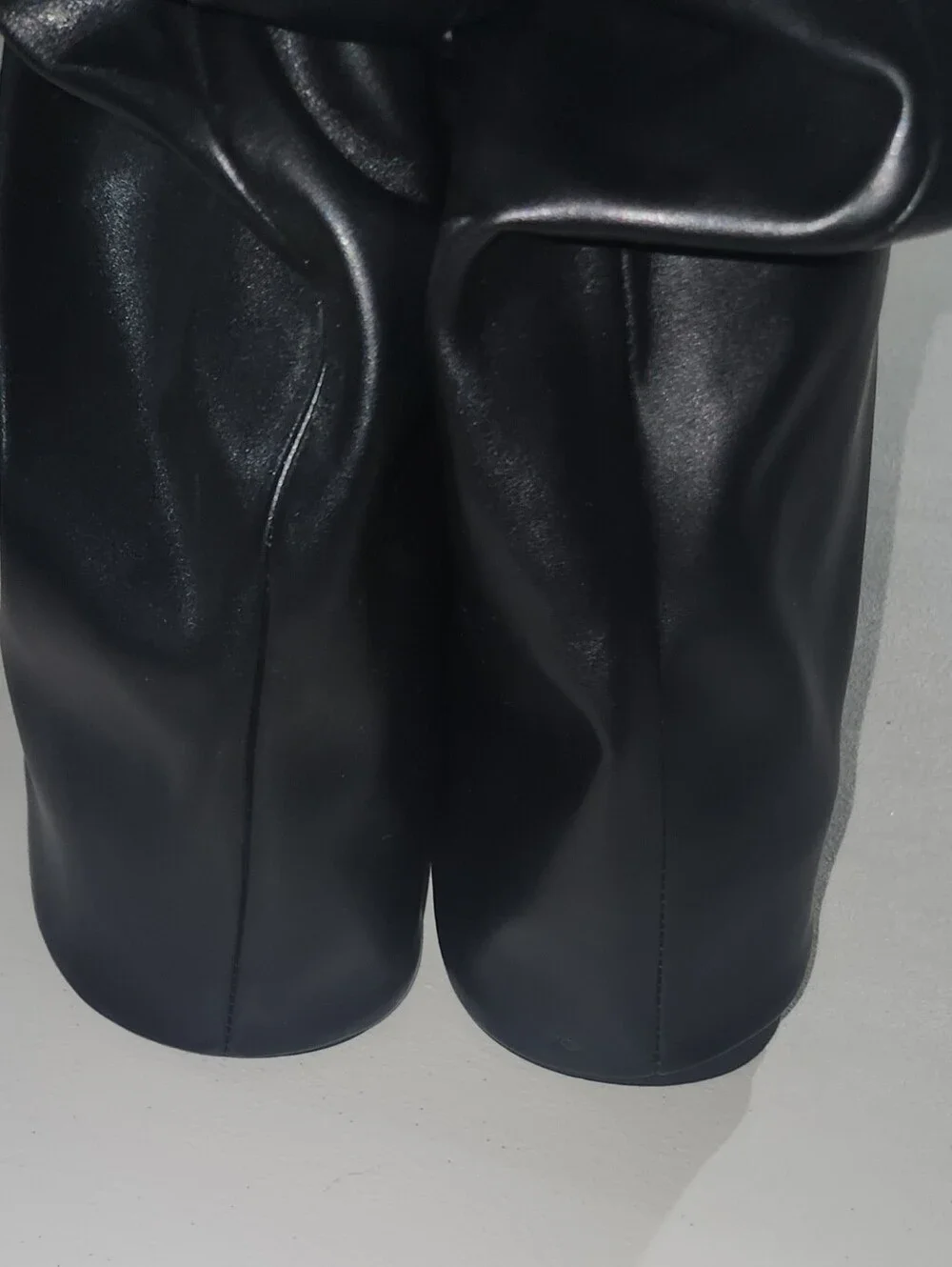 Black Slouchy Knee-High Platform Boots Faux Leather Size 41 EU/ 9.5 - 10 US